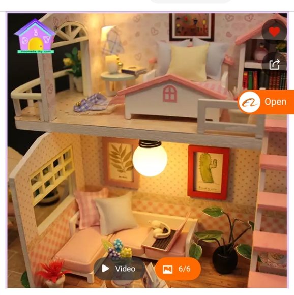 Mini-Dollhouse DIY Kit two-story loft with lights - Picture 6 of 7